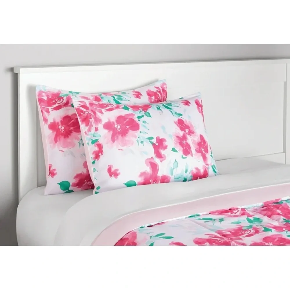 Mainstays Mint Floral 8-Piece Bed in a Bag Bedding Set Twin NEW